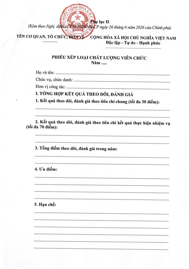 Nghị định 233/2026/NĐ-CP về đánh giá, xếp loại chất lượng với đơn vị sự nghiệp công lập và viên chức- Ảnh 21.