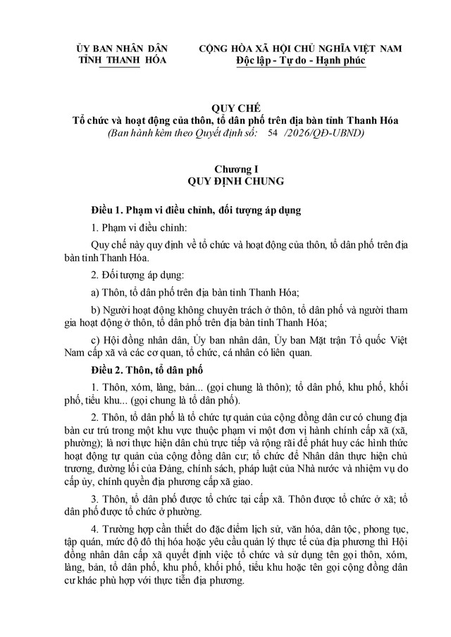 Thanh Hóa ban hành Quy chế tổ chức và hoạt động của thôn, tổ dân phố- Ảnh 3.