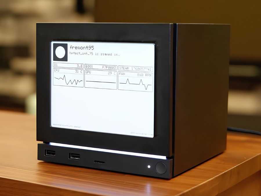 Steam Machine với màn hình e-ink tích hợp trên mặt nạ
