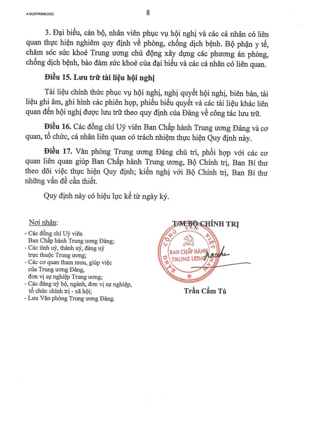 Quy định số 206-QĐ/TW của Bộ Chính trị về tổ chức Hội nghị Ban Chấp hành Trung ương Đảng- Ảnh 8.