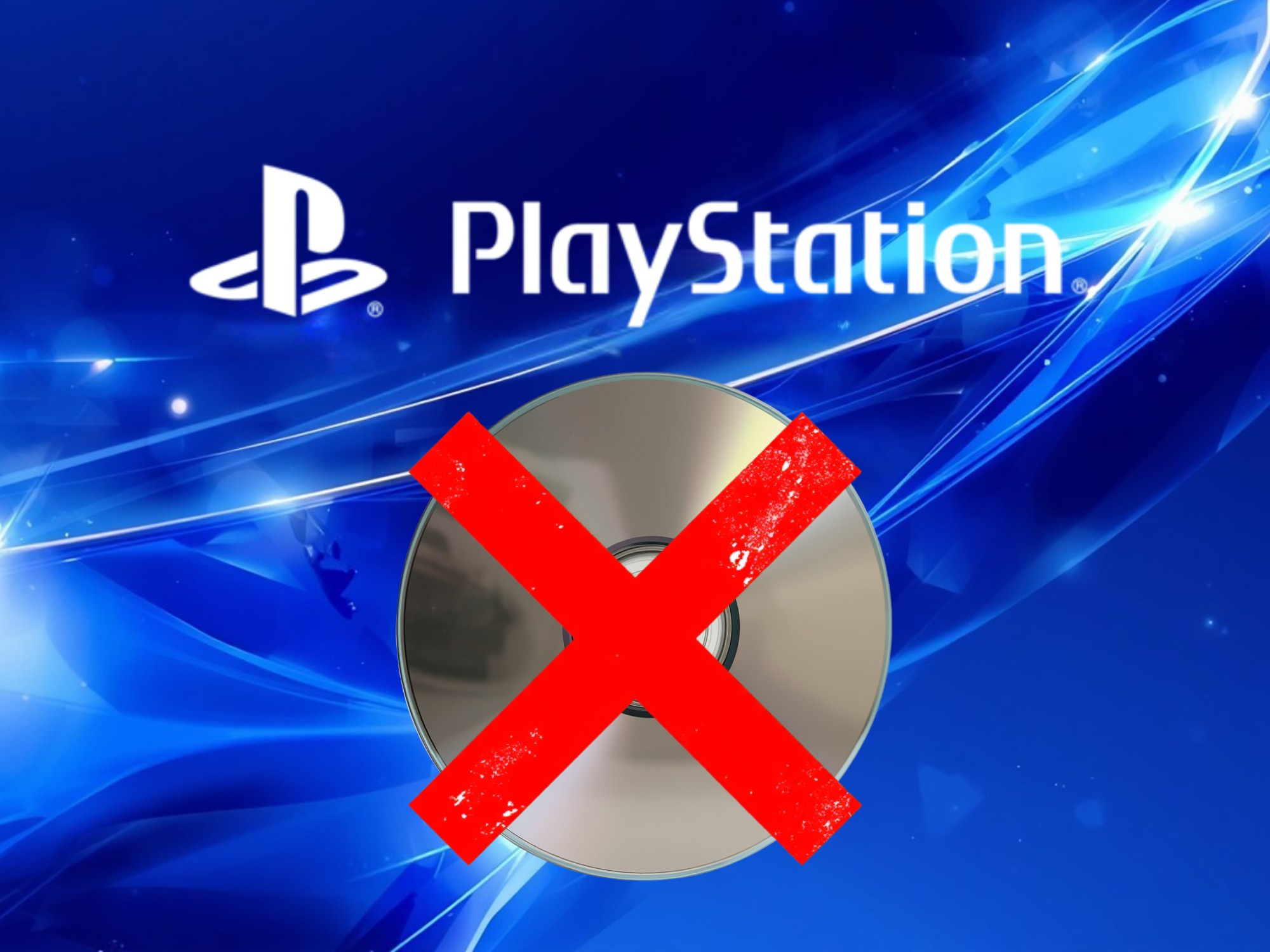 Logo PlayStation phía trên một chiếc đĩa game PS5