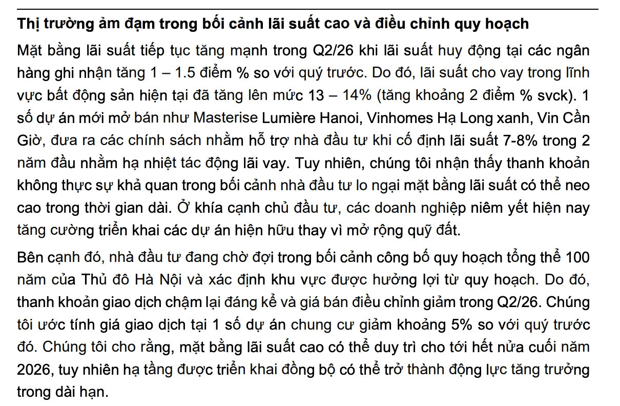 Biểu đồ nhận định thị trường bất động sản của MBS Research