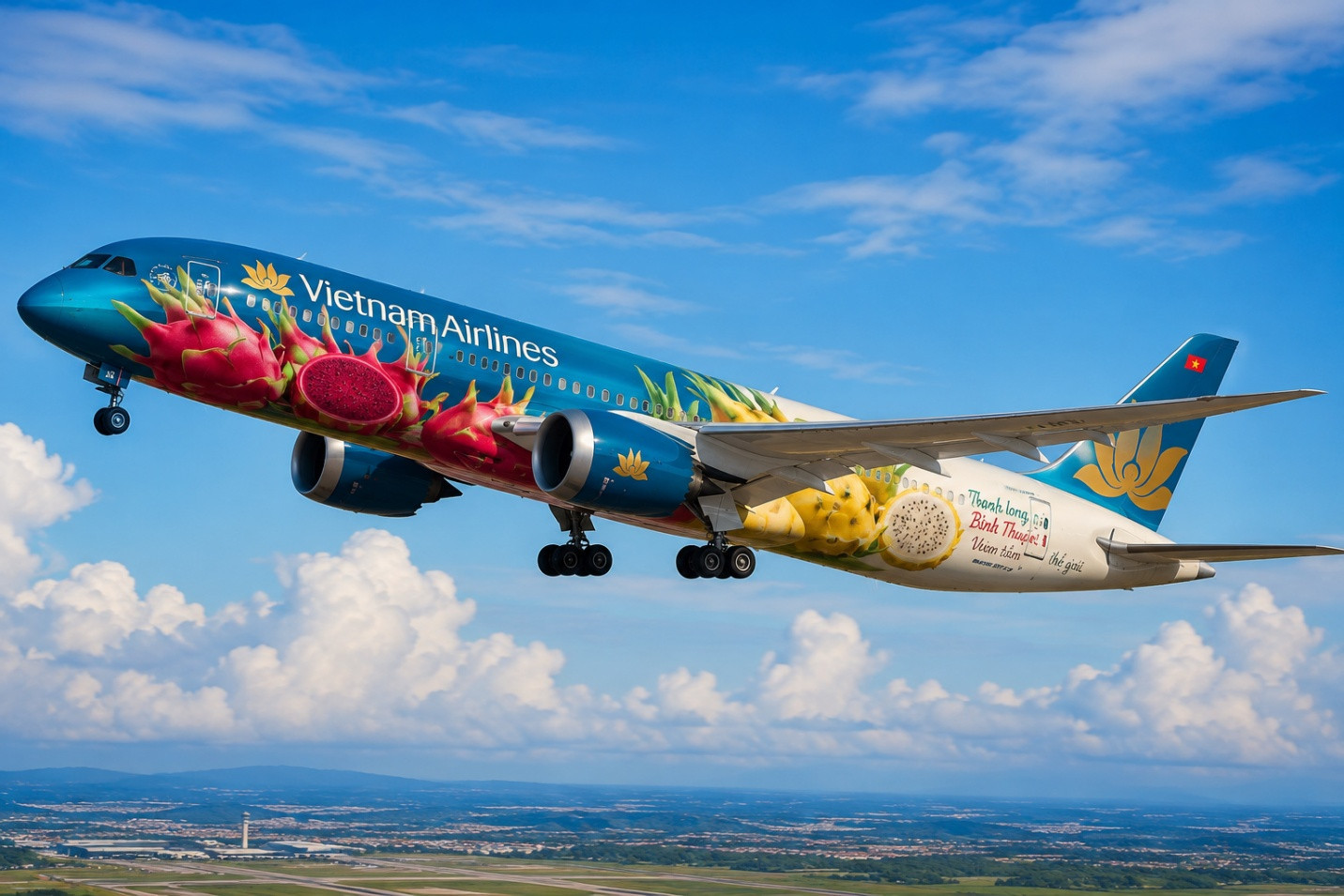 Lam Dong's dragon fruit is set to take flight with Vietnam Airlines. (Illustration: AI)