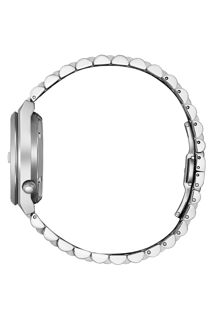 Cận cảnh mặt số xanh mòng két với họa tiết Guilloché trên mẫu NK0030-51X
