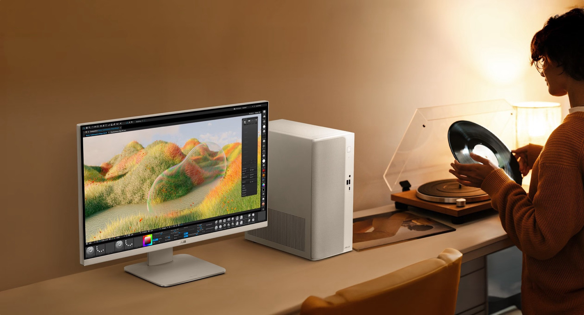 Chi tiết mặt trước của Asus V500 Mini Tower.