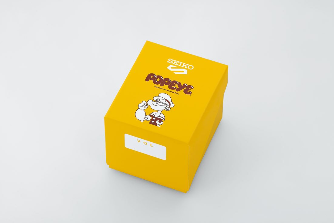 Hộp đựng đặc biệt màu vàng của phiên bản Seiko x Popeye.