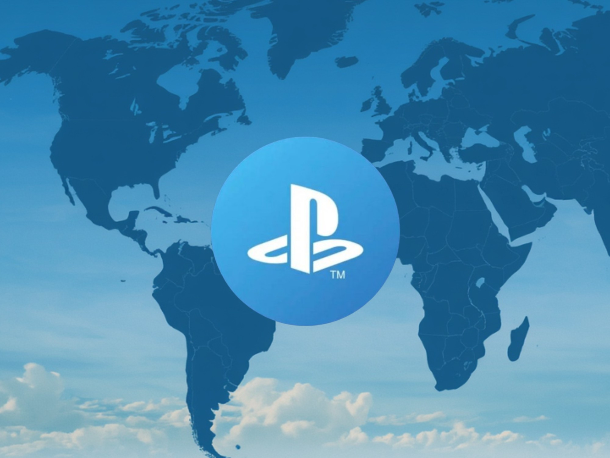 PlayStation account logo shown on world map