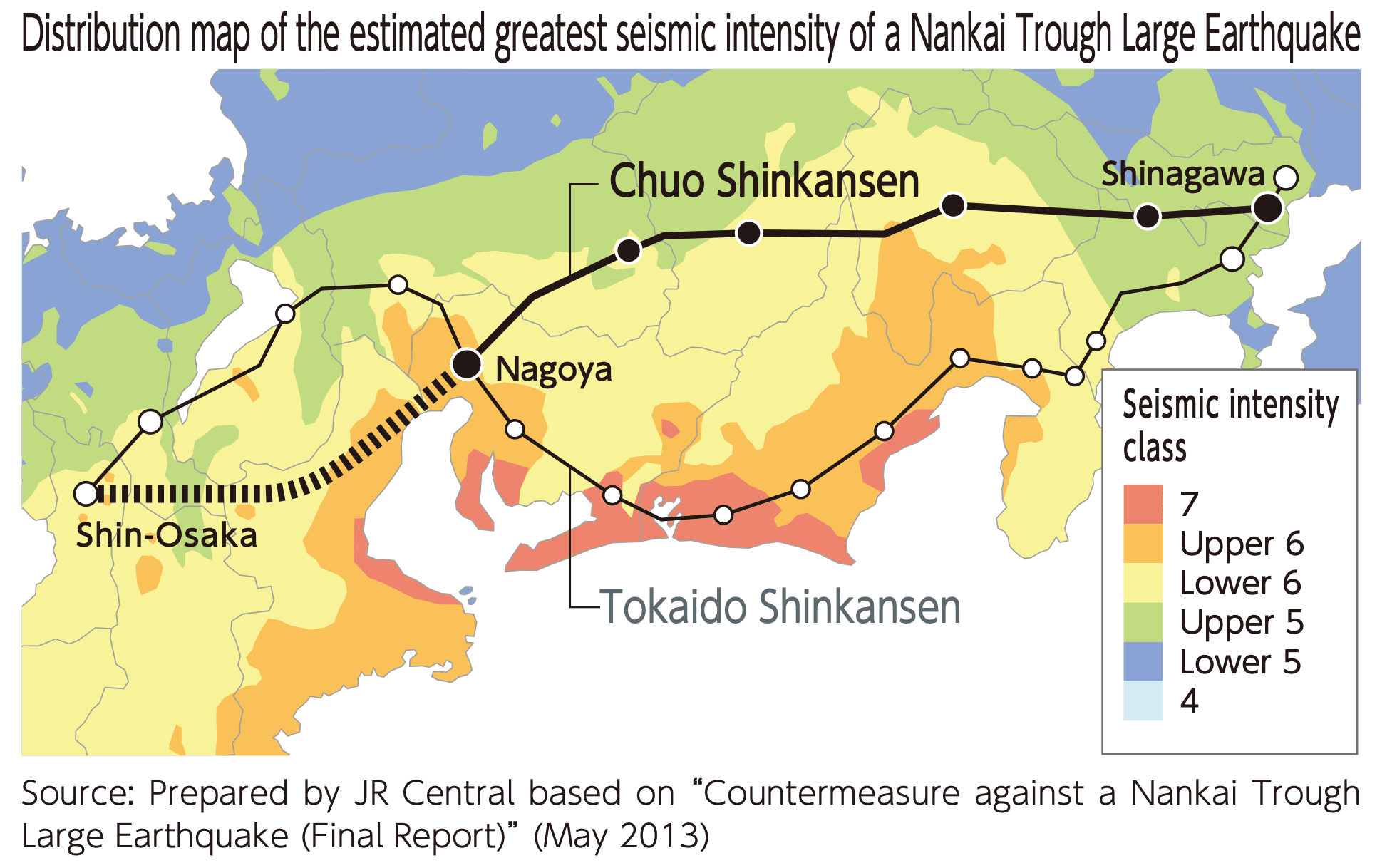 Lộ trình Chūō Shinkansen và rủi ro động đất năm 2013