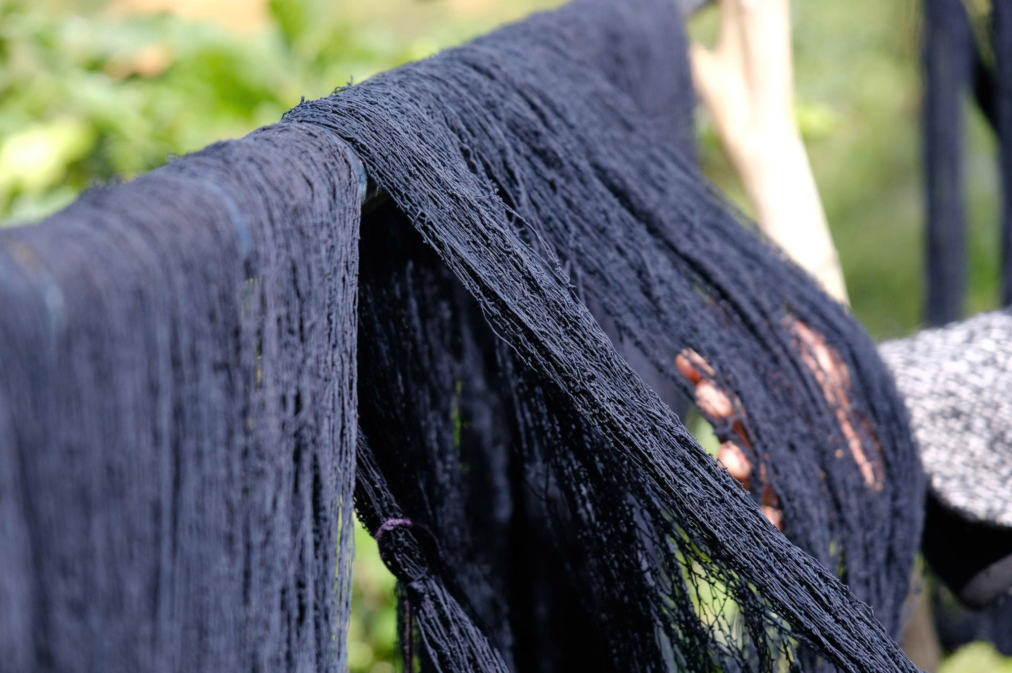Yarn dyed with natural indigo