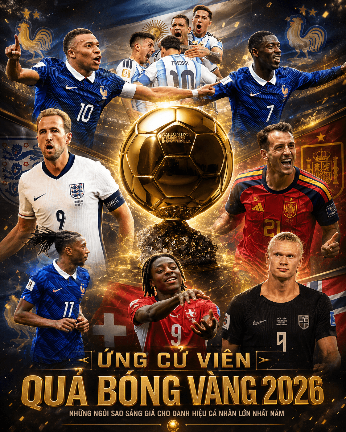 Cập nhật bảng xếp hạng Vua phá lưới World Cup 2026 Messi tịt ngòi, Mbappé vững số 1, Bellingham bứt phá