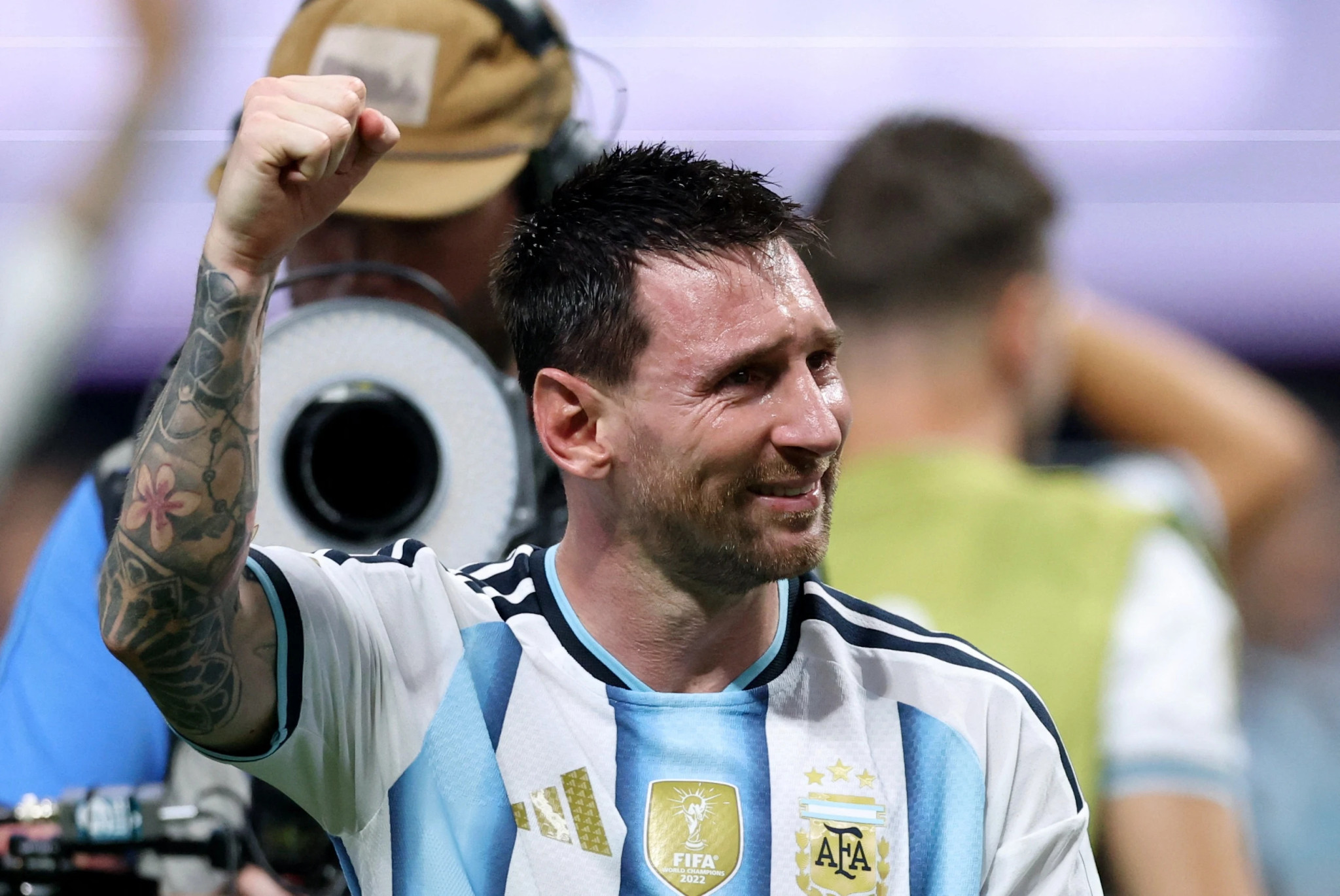 Messi ăn mừng bàn thắng quan trọng giúp Argentina tiến sâu tại giải đấu