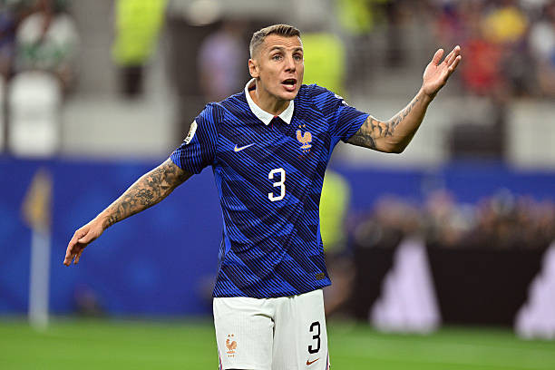 Lucas Digne mắc sai lầm trực tiếp dẫn đến bàn thua của đội tuyển Pháp.