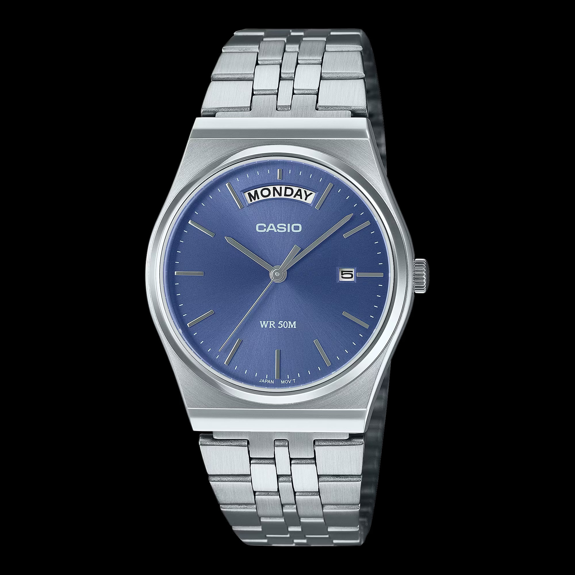 Đồng hồ Casio MTP-B146D-2AV mặt số xanh nhạt.