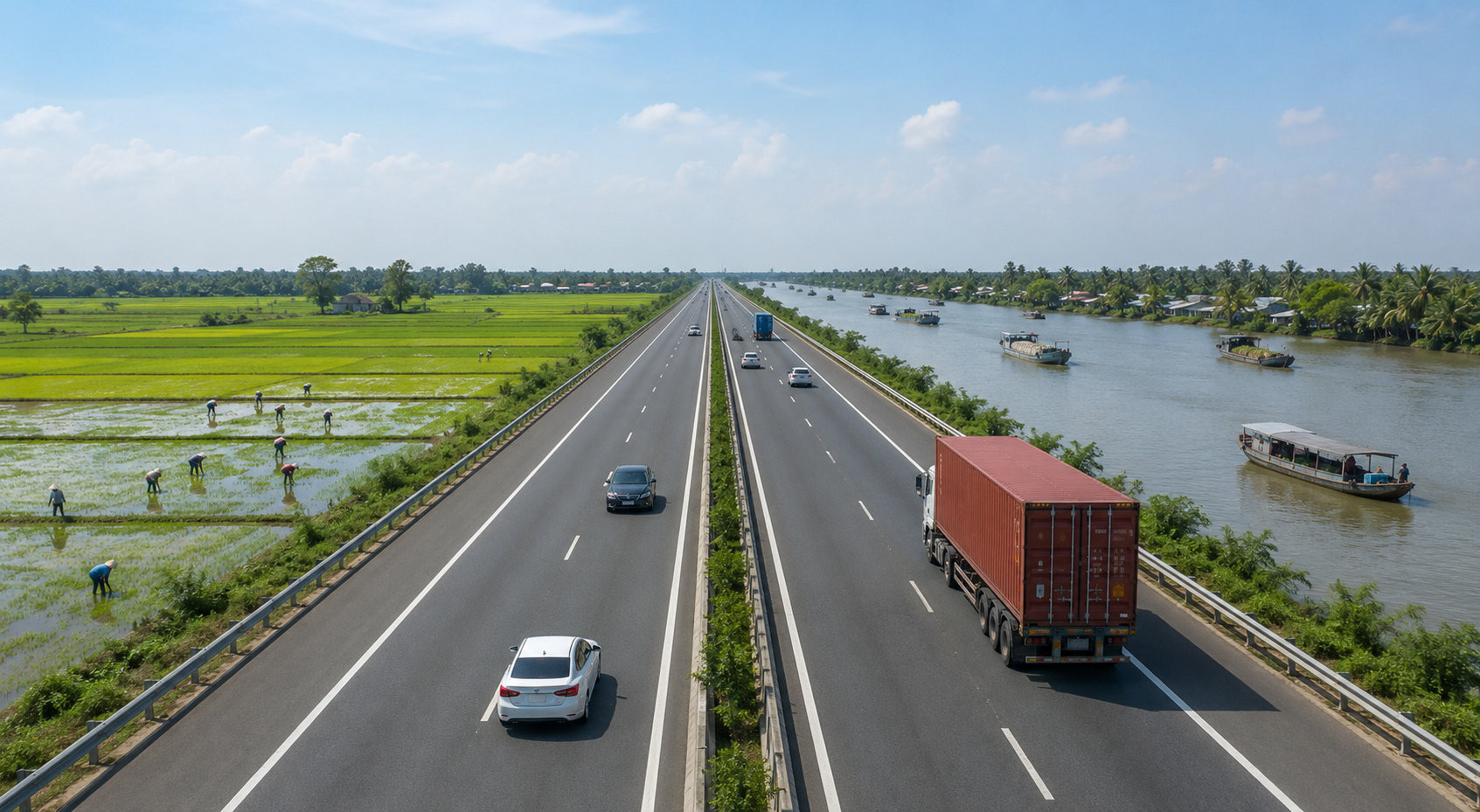 Phối cảnh minh họa dự án cao tốc triển khai theo 2 giai đoạn