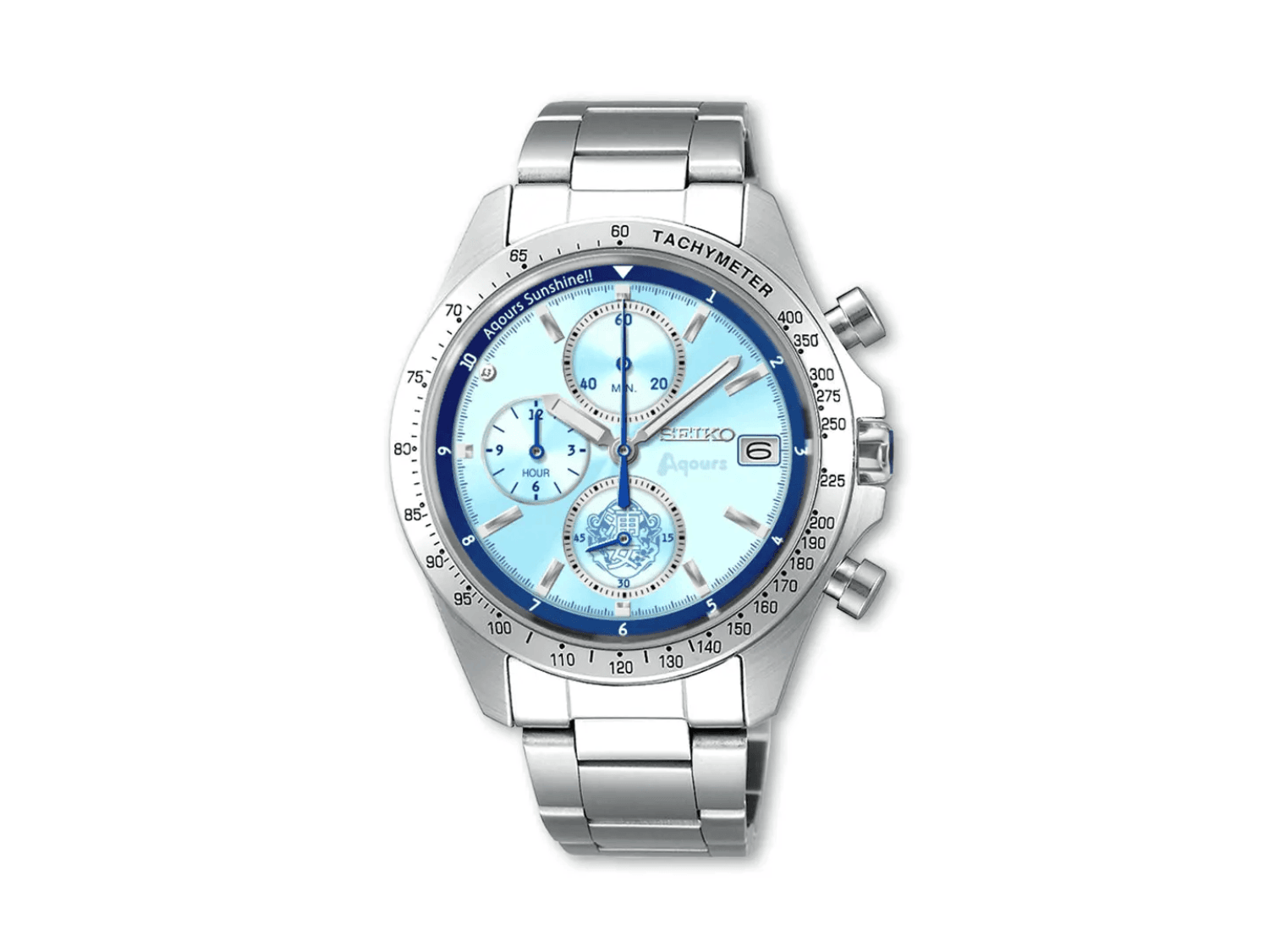 Mẫu đồng hồ chronograph Seiko phiên bản giới hạn với mặt số xanh và viên pha lê tại vị trí 10 giờ