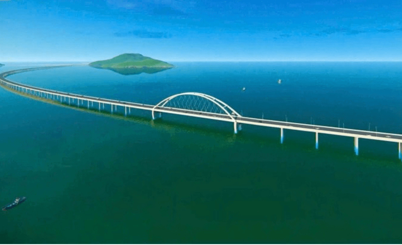 Phối cảnh cầu vượt biển Hòn Khoai dài hơn 18km nối từ đất liền Cà Mau.