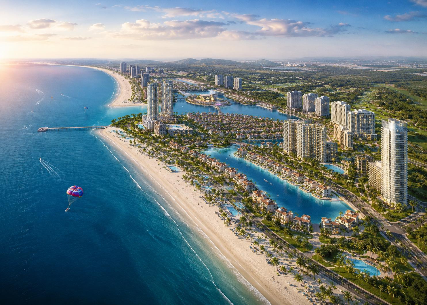 Phối cảnh minh họa khu đô thị du lịch nghỉ dưỡng quy mô lớn tại địa phương