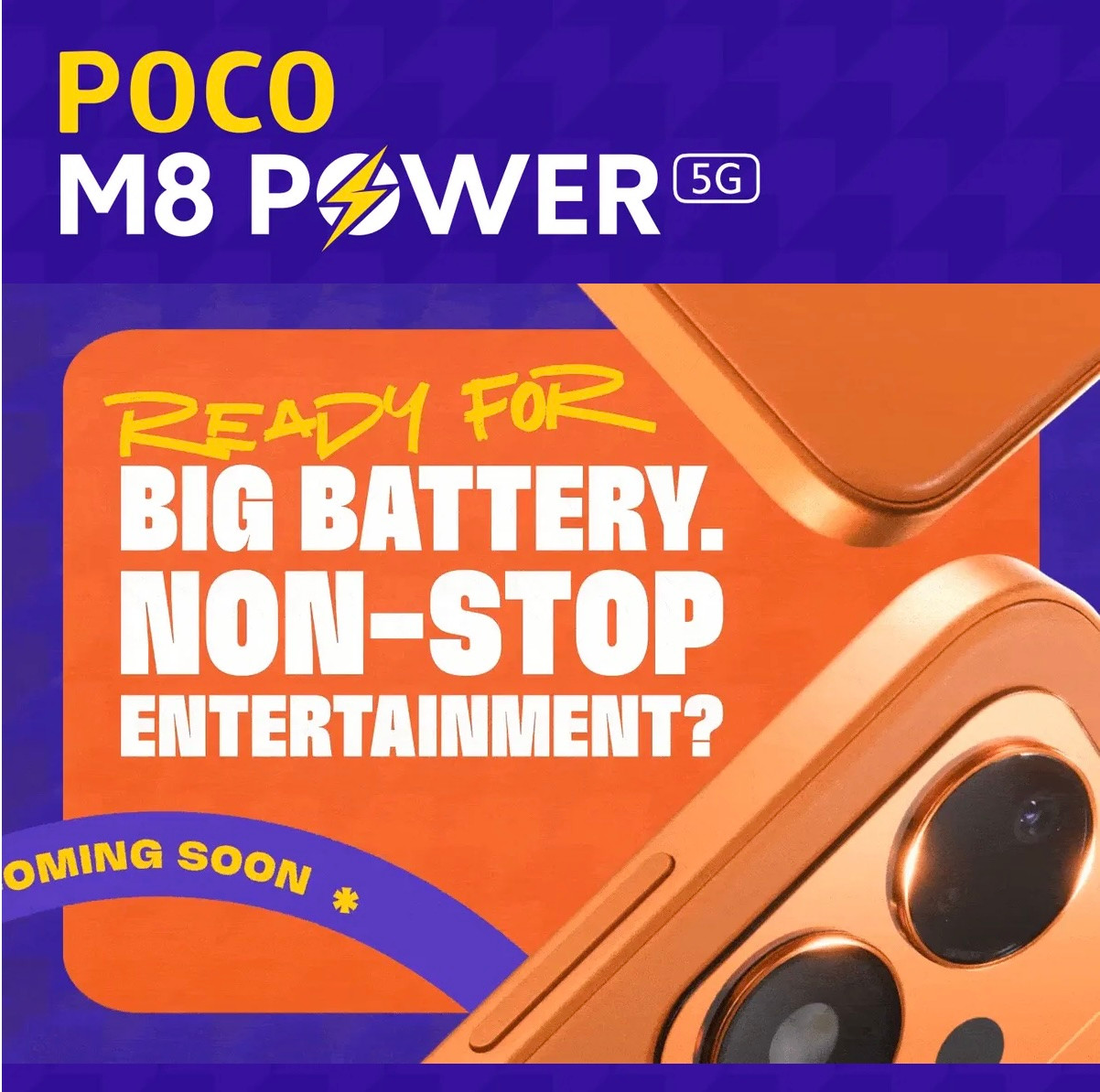 Hình ảnh hé lộ Poco M8 Power 5G với màu cam rực rỡ