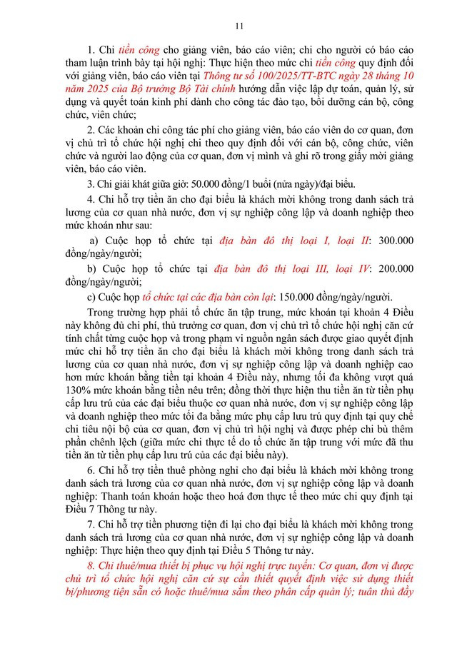 TOÀN VĂN dự thảo Thông tư quy định chế độ CÔNG TÁC PHÍ, chế độ CHI HỘI NGHỊ- Ảnh 12.