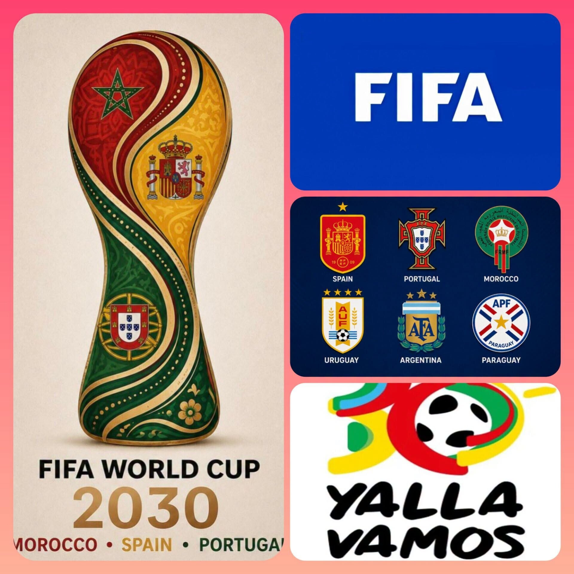 World Cup 2030 với sự tham gia của 6 nước đồng đăng cai tại 3 châu lục khác nhau.