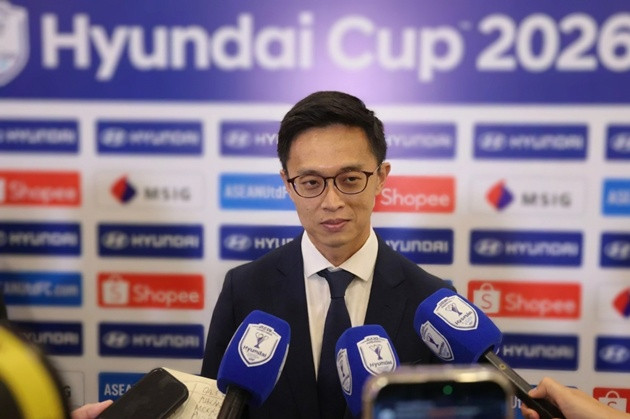 HLV Gavin Lee của ĐT Singapore tại buổi họp báo chuẩn bị cho ASEAN Cup 2026