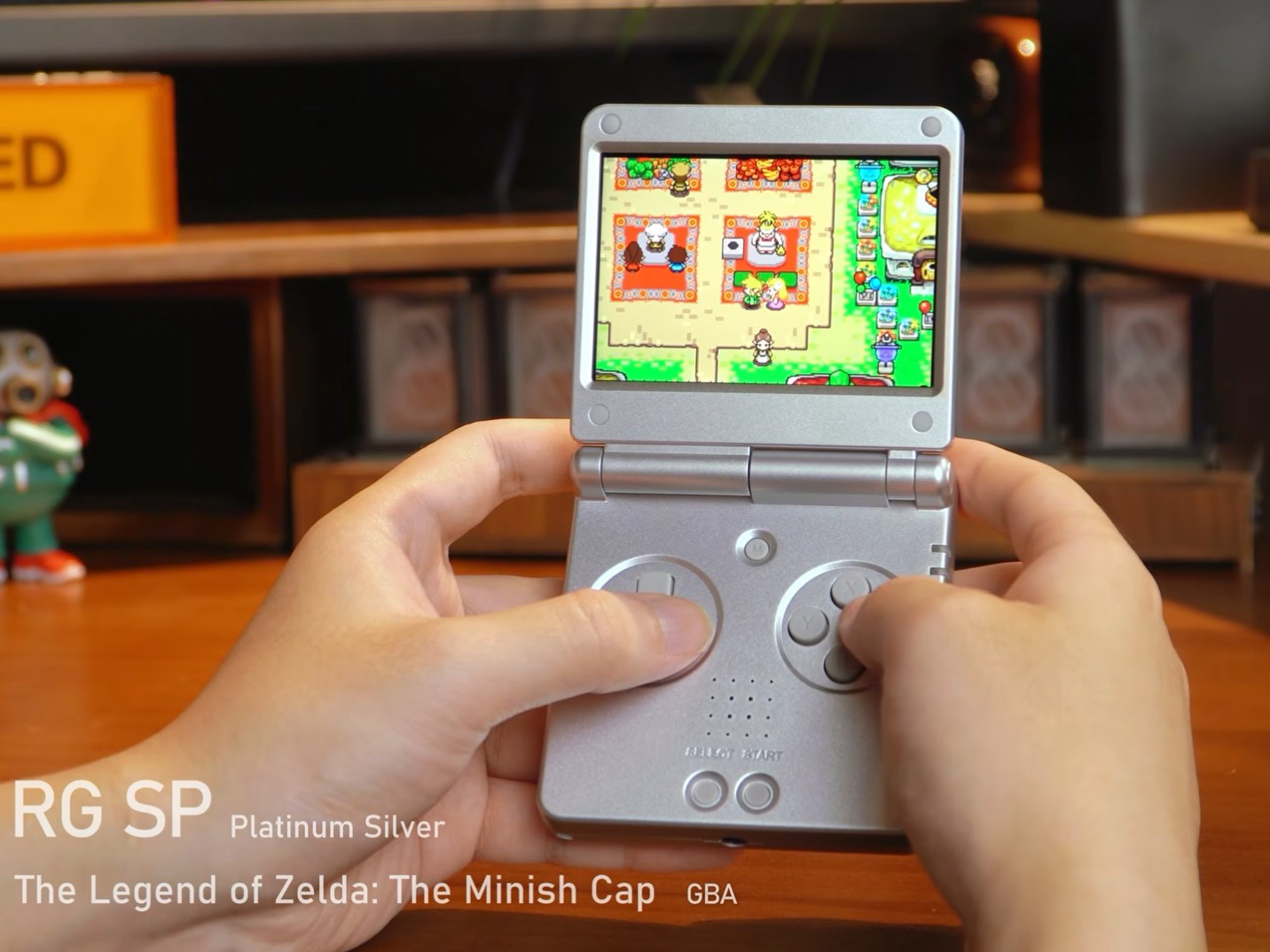 The Anbernic RG SP running a GBA title.