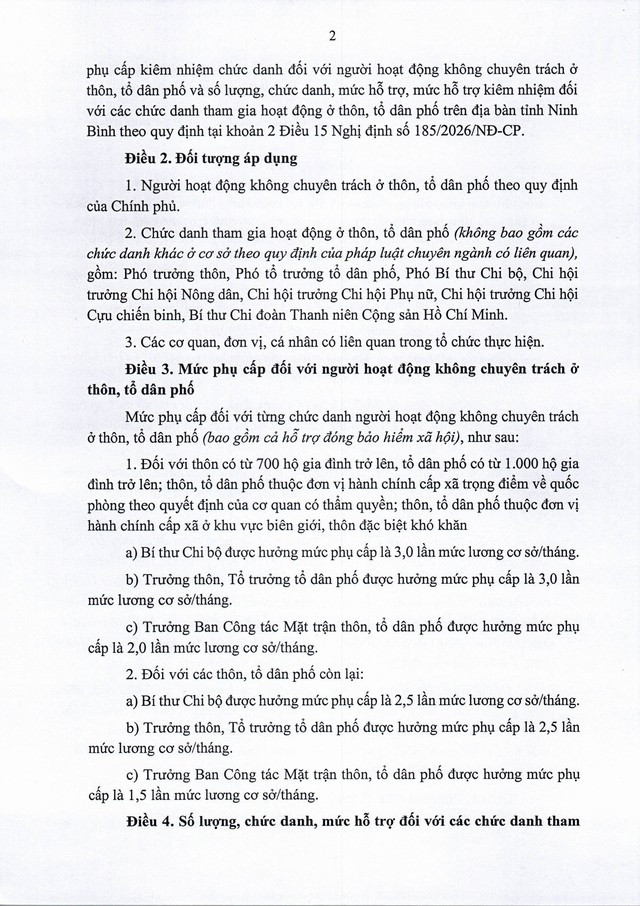 Mức phụ cấp, hỗ trợ, phụ cấp kiêm nhiệm đối với người hoạt động không chuyên trách ở thôn, tổ dân phố- Ảnh 2.