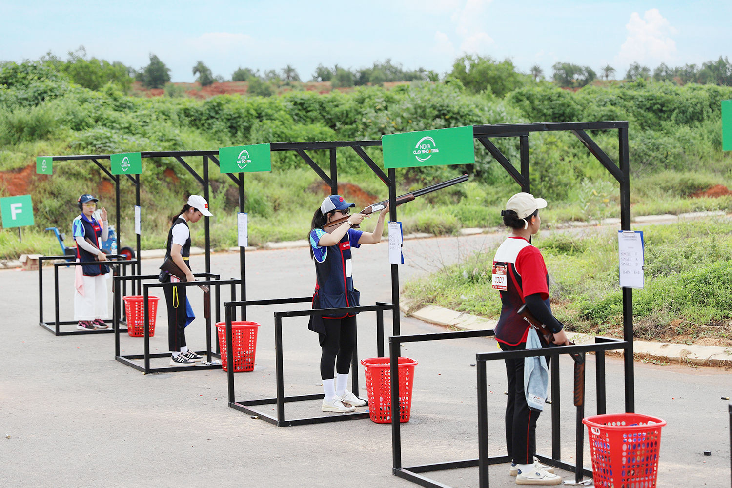 Shooters compete in the Compak Sporting event at the Nova Clay Shooting complex in NovaWorld Phan Thiet during Sports Festival 2025
