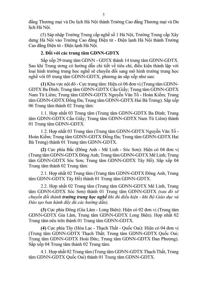 CHI TIẾT kế hoạch sắp xếp cơ sở giáo dục nghề nghiệp, giáo dục thường xuyên, đại học công lập của Hà Nội- Ảnh 5.