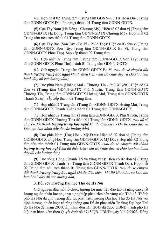 CHI TIẾT kế hoạch sắp xếp cơ sở giáo dục nghề nghiệp, giáo dục thường xuyên, đại học công lập của Hà Nội- Ảnh 6.