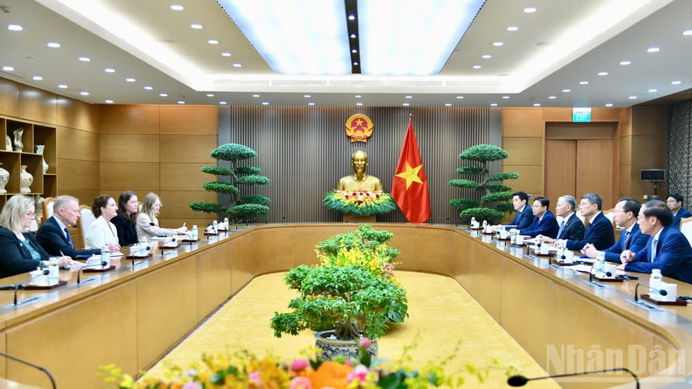 Quang cảnh buổi tiếp. (Ảnh: Thanh Giang)