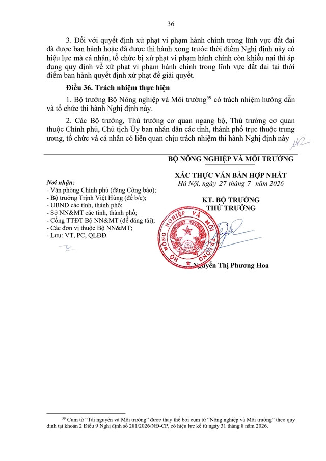 Văn bản hợp nhất 73/2026/VBHN-NĐ-BNNMT Quy định xử phạt vi phạm hành chính lĩnh vực đất đai- Ảnh 36.