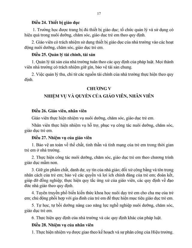 Văn bản hợp nhất số 09/2026/VBHN-TT-BGDĐT Ban hành Điều lệ Trường mầm non- Ảnh 17.