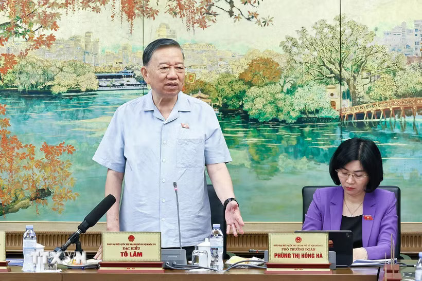 Tổng Bí thư, Chủ tịch nước Tô Lâm, đại biểu Quốc hội thành phố Hà Nội phát biểu. (Ảnh: Doãn Tấn/TTXVN)