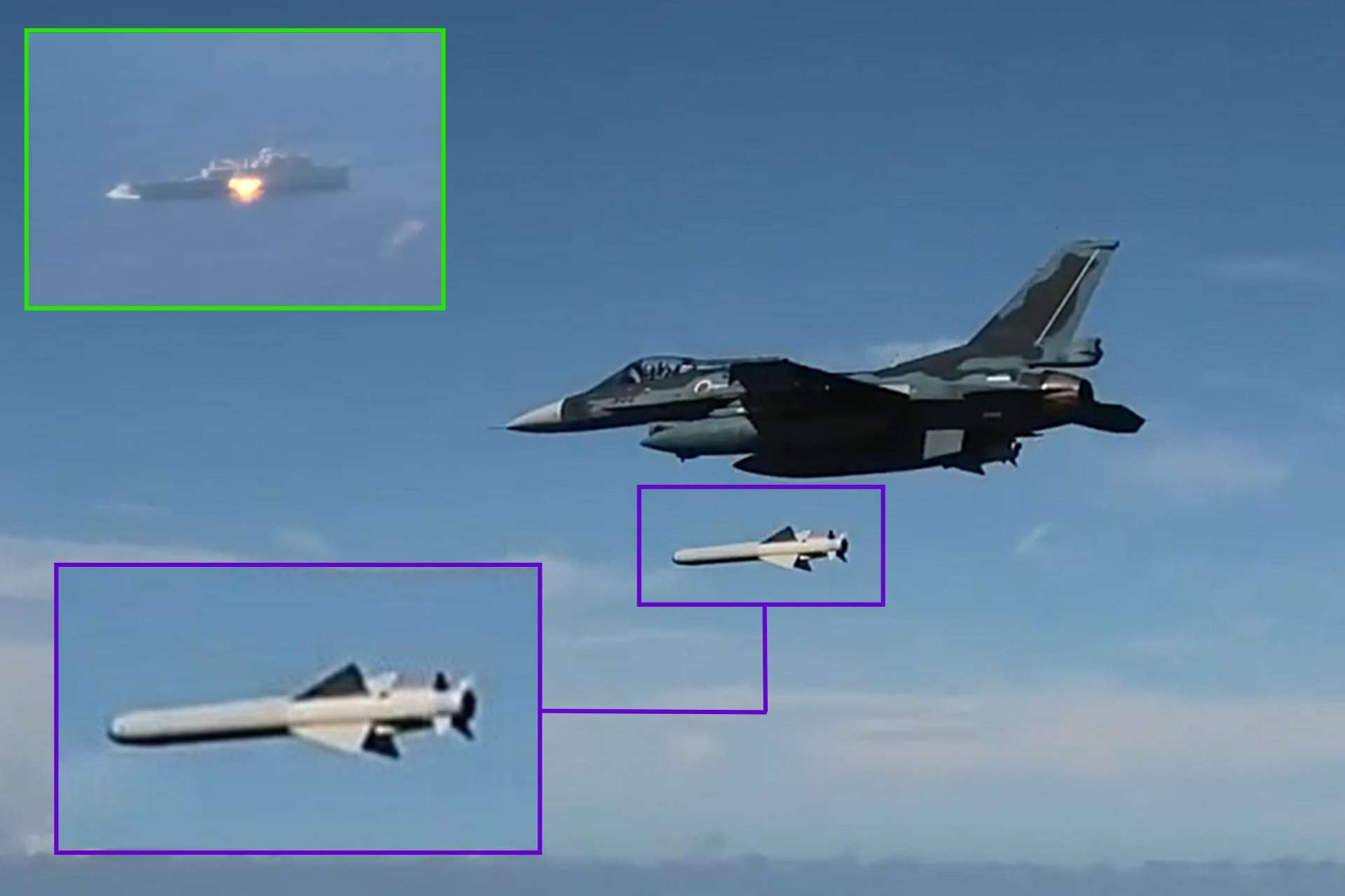 Tiêm kích F-2A Nhật Bản phóng tên lửa diệt hạm ASM-2