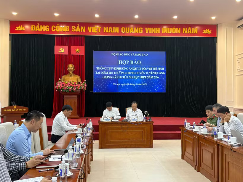 Cuộc họp báo diễn ra sáng nay, 5/8. (Ảnh: Vietnam+)