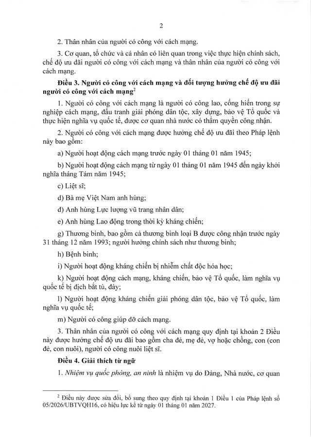 PHÁP LỆNH ƯU ĐÃI NGƯỜI CÓ CÔNG VỚI CÁCH MẠNG- Ảnh 2.