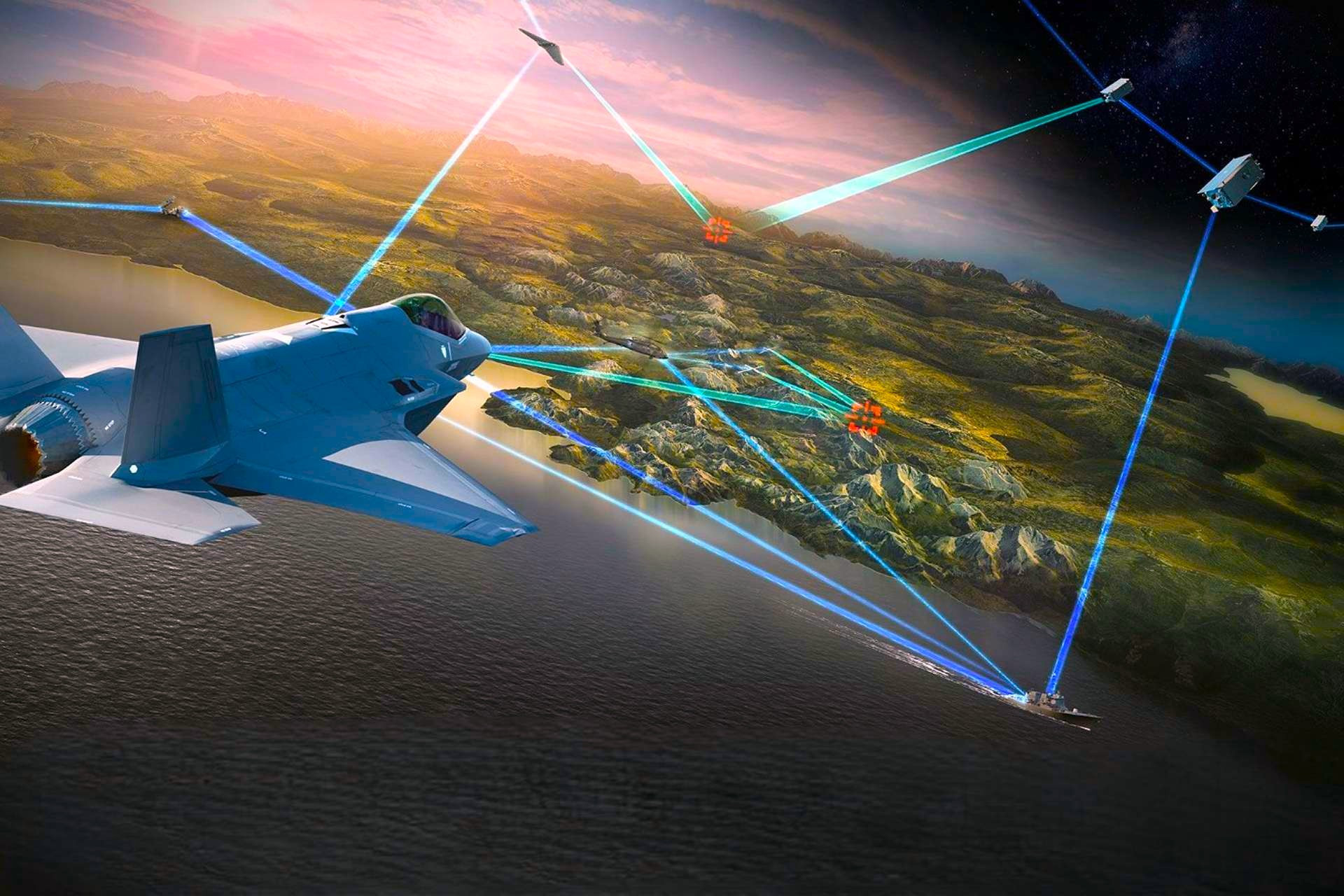 Sơ đồ mô tả F-35 đóng vai trò cảm biến trên không trong mạng phòng thủ tên lửa