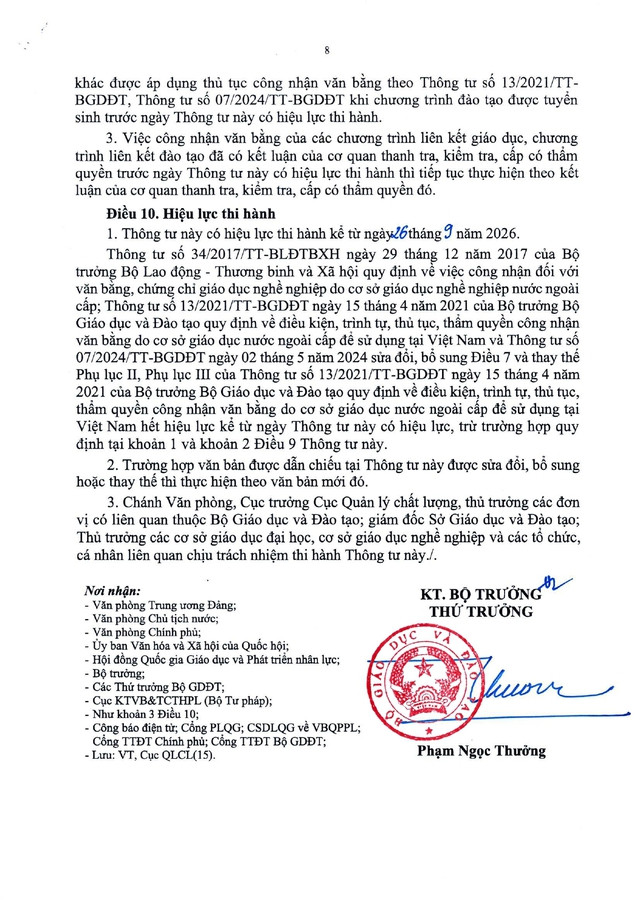 Thông tư số 65/2026/TT-BGDĐT quy định công nhận văn bằng do cơ sở giáo dục nước ngoài cấp để sử dụng tại Việt Nam- Ảnh 8.