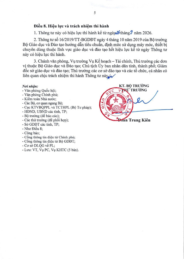 Thông tư số 66/2026/TT-BGDĐT hướng dẫn tiêu chuẩn, định mức sử dụng máy móc, thiết bị chuyên dùng trong lĩnh vực giáo dục và đào tạo- Ảnh 6.