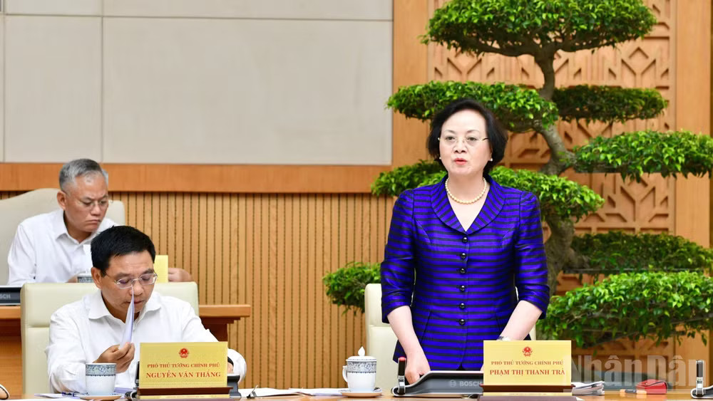Phó Thủ tướng Phạm Thị Thanh Trà phát biểu ý kiến tại phiên họp. (Ảnh: THANH GIANG)