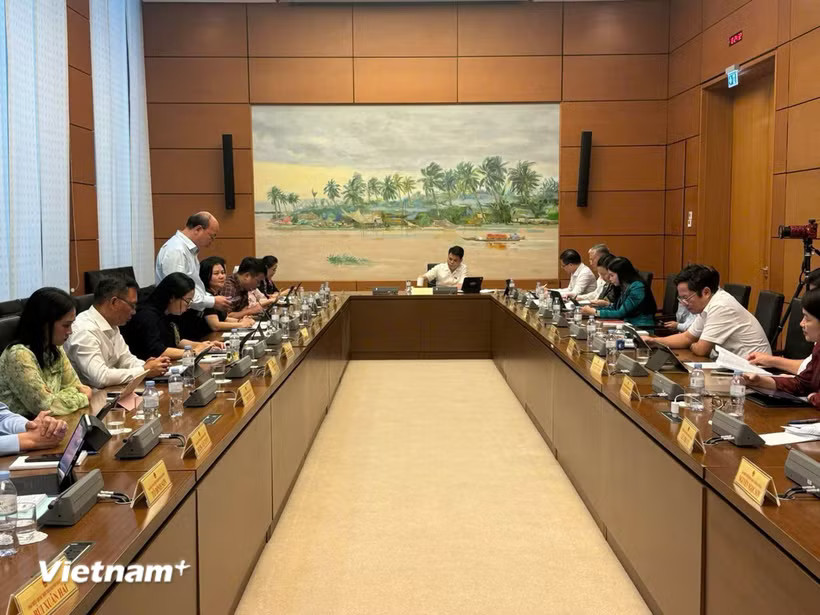 Các đại biểu thảo luận tại tổ. (Ảnh: PV/Vietnam+)