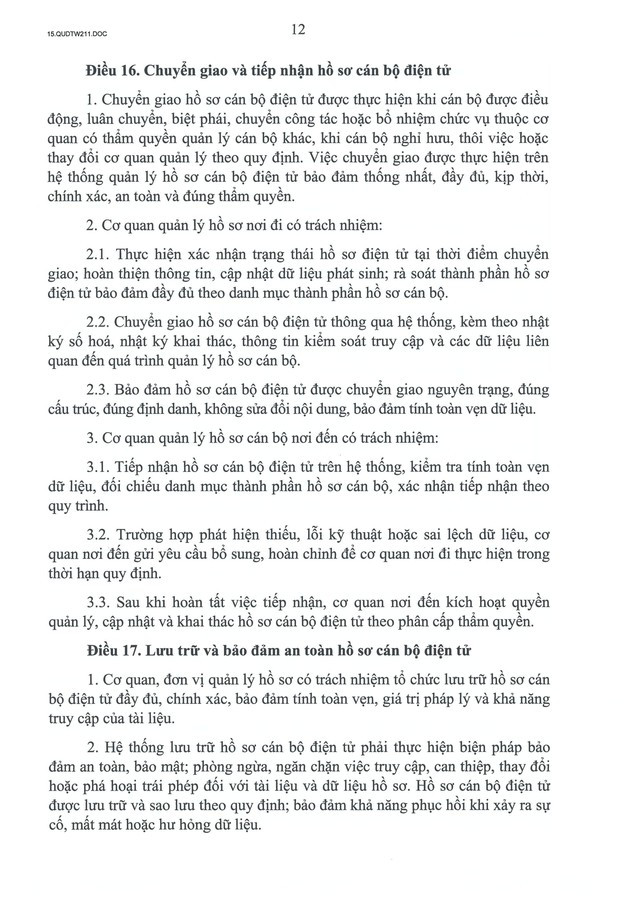 Quy định số 211-QĐ/TW về quản lý hồ sơ cán bộ- Ảnh 13.