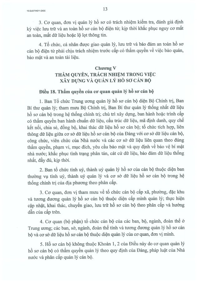 Quy định số 211-QĐ/TW về quản lý hồ sơ cán bộ- Ảnh 14.