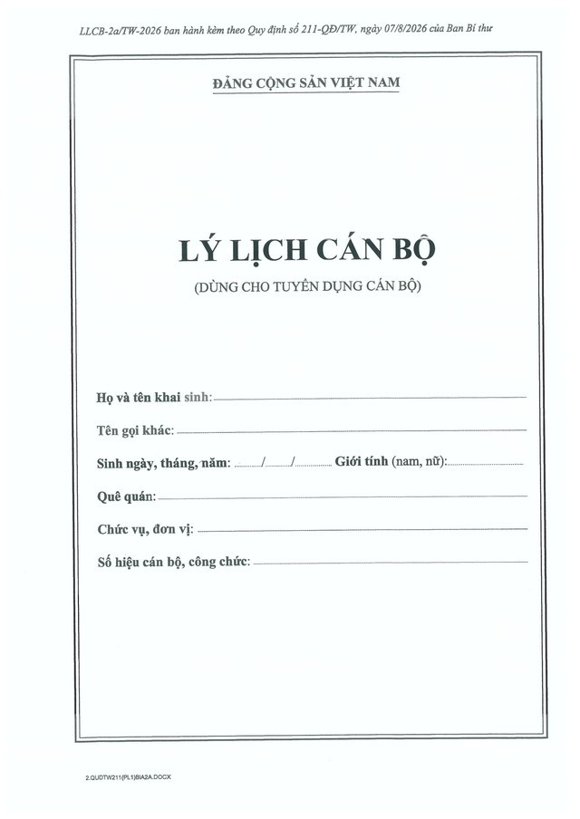 Quy định số 211-QĐ/TW về quản lý hồ sơ cán bộ- Ảnh 19.