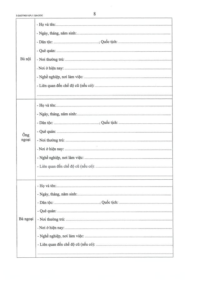 Quy định số 211-QĐ/TW về quản lý hồ sơ cán bộ- Ảnh 27.