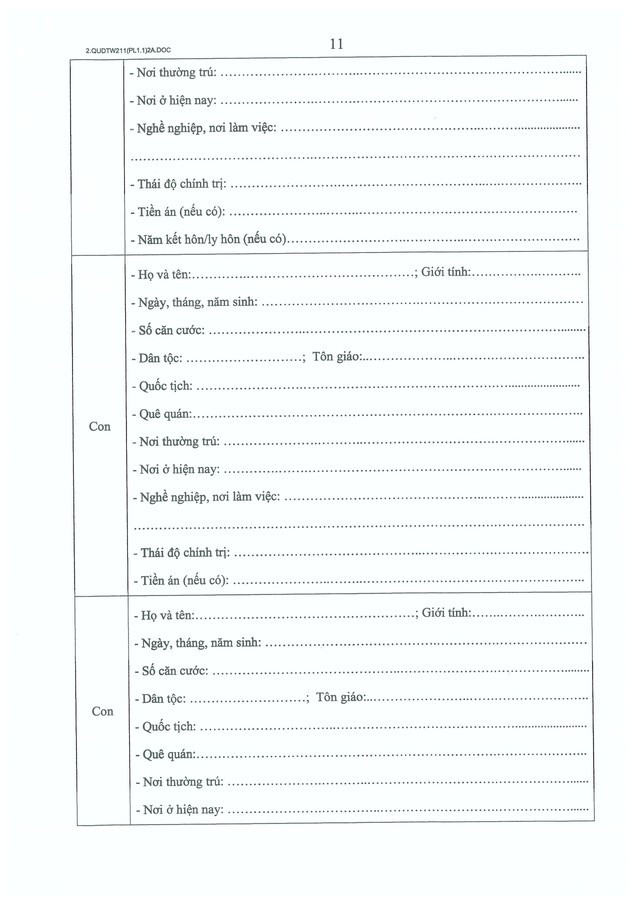Quy định số 211-QĐ/TW về quản lý hồ sơ cán bộ- Ảnh 30.