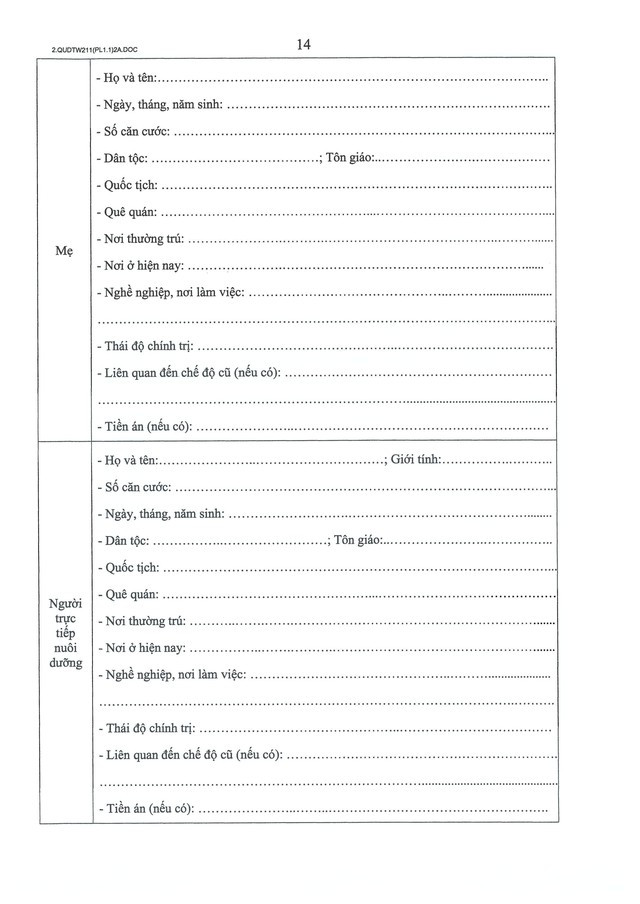 Quy định số 211-QĐ/TW về quản lý hồ sơ cán bộ- Ảnh 33.