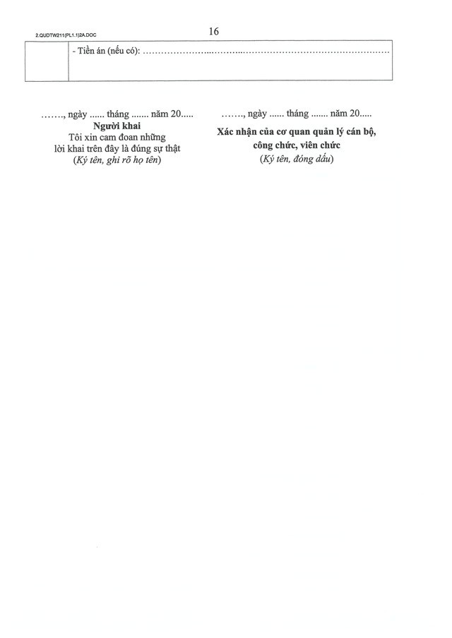 Quy định số 211-QĐ/TW về quản lý hồ sơ cán bộ- Ảnh 35.