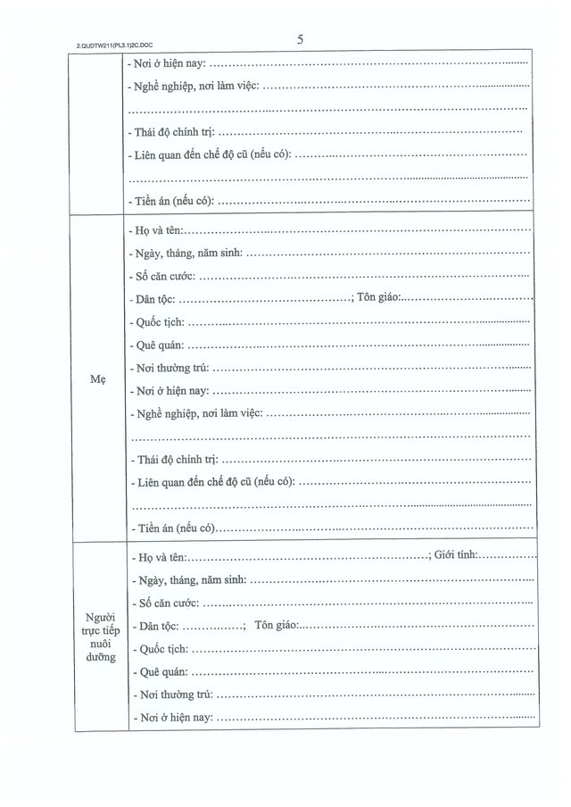 Quy định số 211-QĐ/TW về quản lý hồ sơ cán bộ- Ảnh 43.